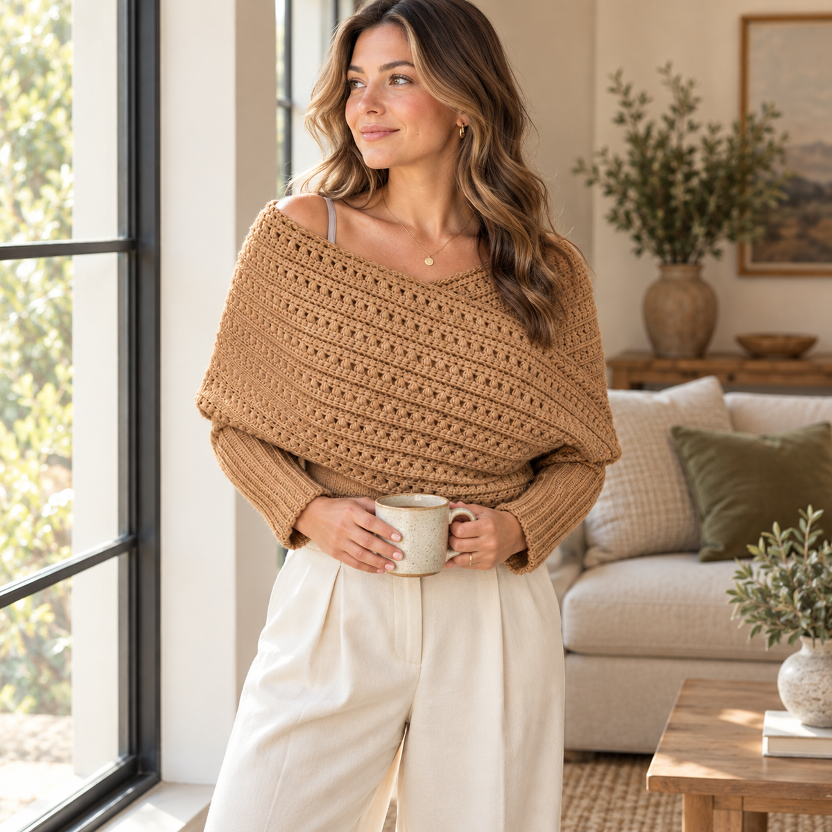 Crochet Sweater Scarf Pattern PDF, Sleeved Wrap Crochet Pattern, Adult XS–5XL