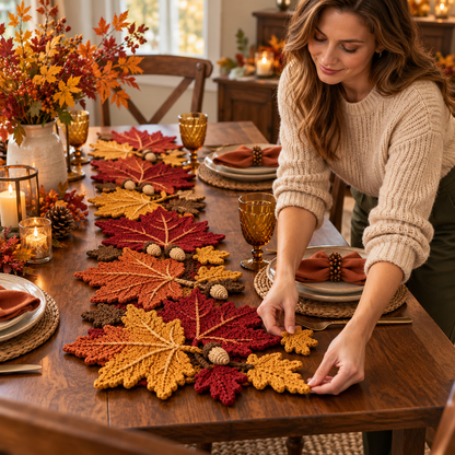 Fall Maple Leaf Table Runner Crochet Pattern – Acorn Autumn Decor PDF