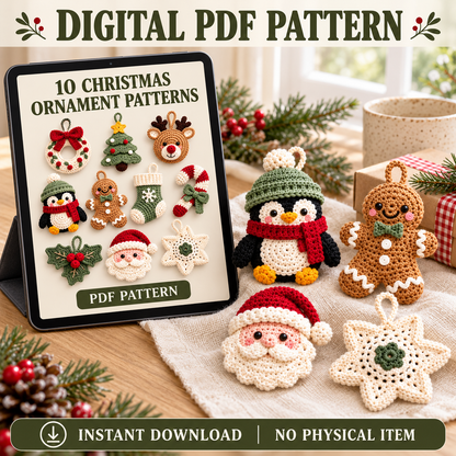10 Christmas Crochet Ornament Patterns Bundle PDF – Holiday Tree Decor