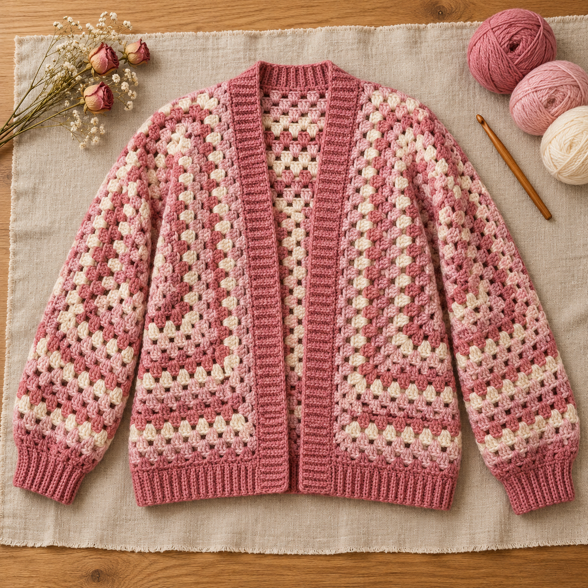 Easy Hexagon Cardigan Crochet Pattern PDF, Beginner Granny Hexi Sweater, XS–5XL