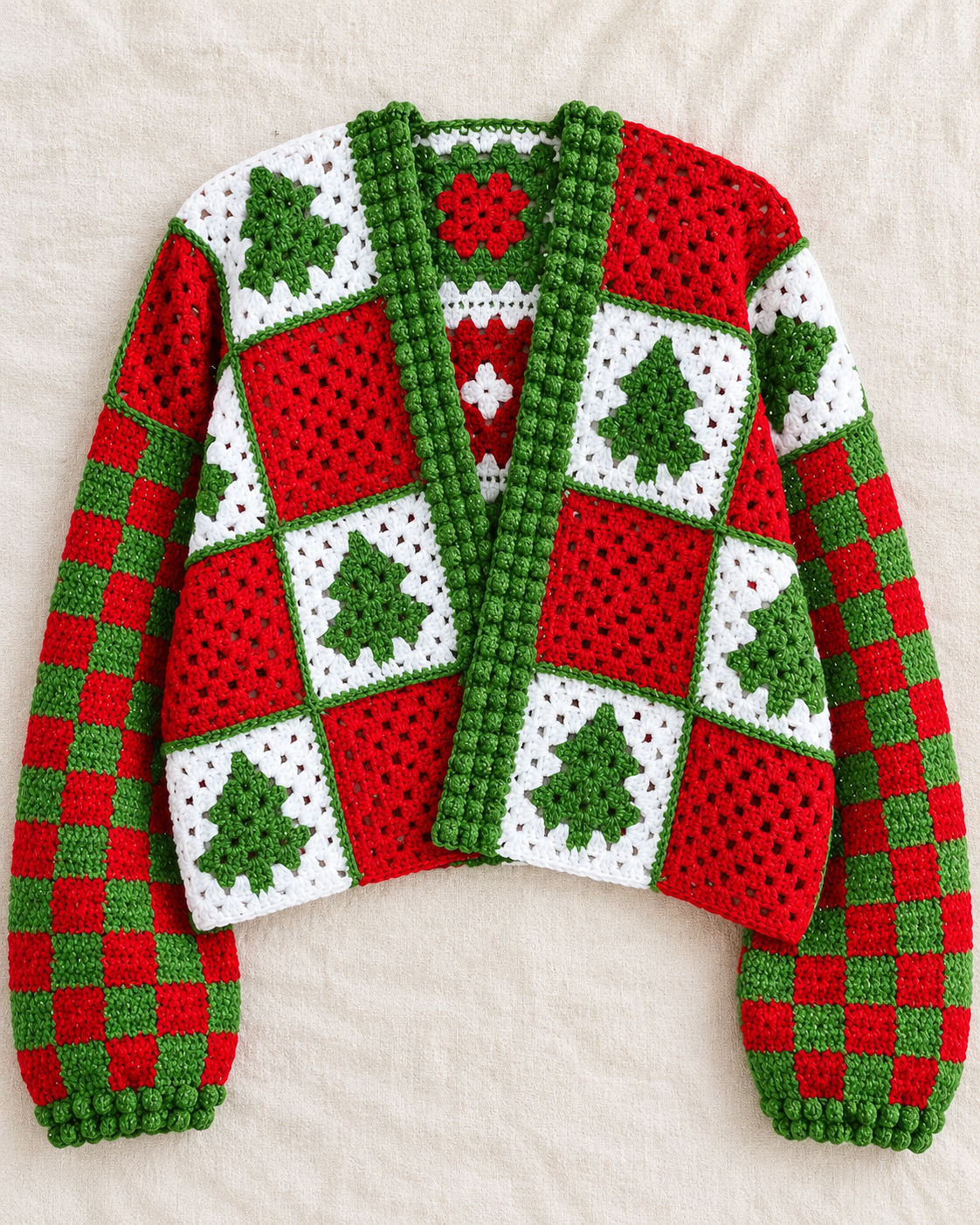 Christmas Crochet Cardigan Pattern PDF – Beginner Holiday Sweater