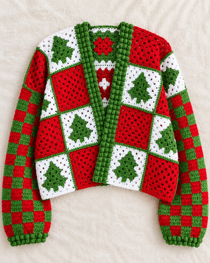 Christmas Crochet Cardigan Pattern PDF – Beginner Holiday Sweater