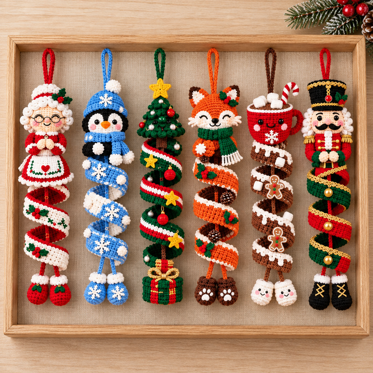 Christmas Spiral Ornaments Crochet Pattern Bundle PDF – Snowman & Santa