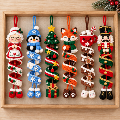 Christmas Spiral Ornaments Crochet Pattern Bundle PDF – Snowman & Santa