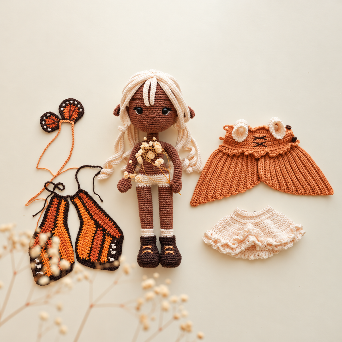 Mona Little Elf Crochet Pattern PDF – Butterfly Amigurumi Doll