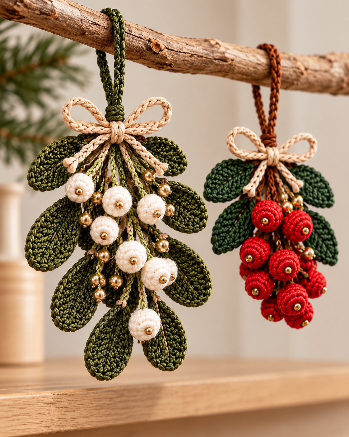 Christmas Botanical Ornament Crochet Pattern Bundle PDF – 4 Designs