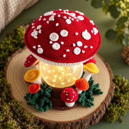 Amanita Mushroom Crochet Pattern PDF – Light Up Amigurumi Mushroom