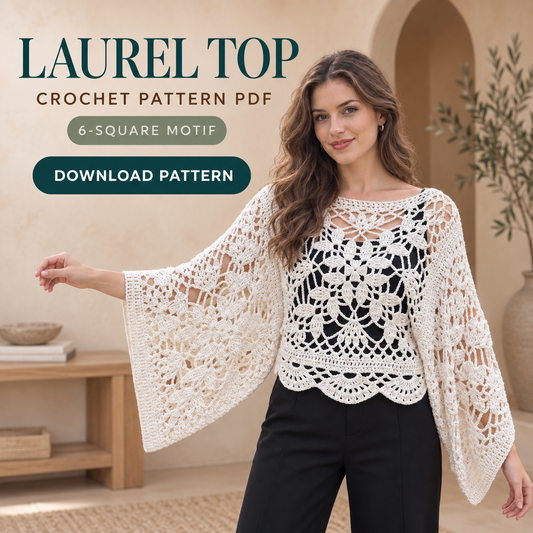 Laurel Crochet Square Motif Top Pattern PDF – Oversized Openwork Sweater