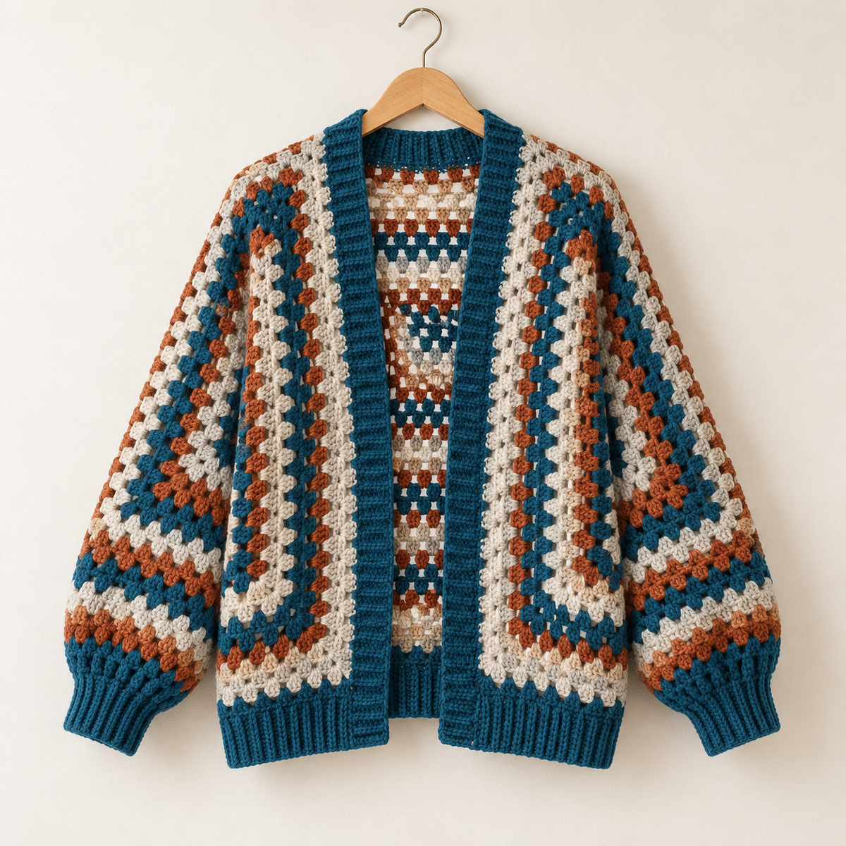 Granny Hexagon Cardigan Crochet Pattern PDF – Adult Sizes XS–5XL