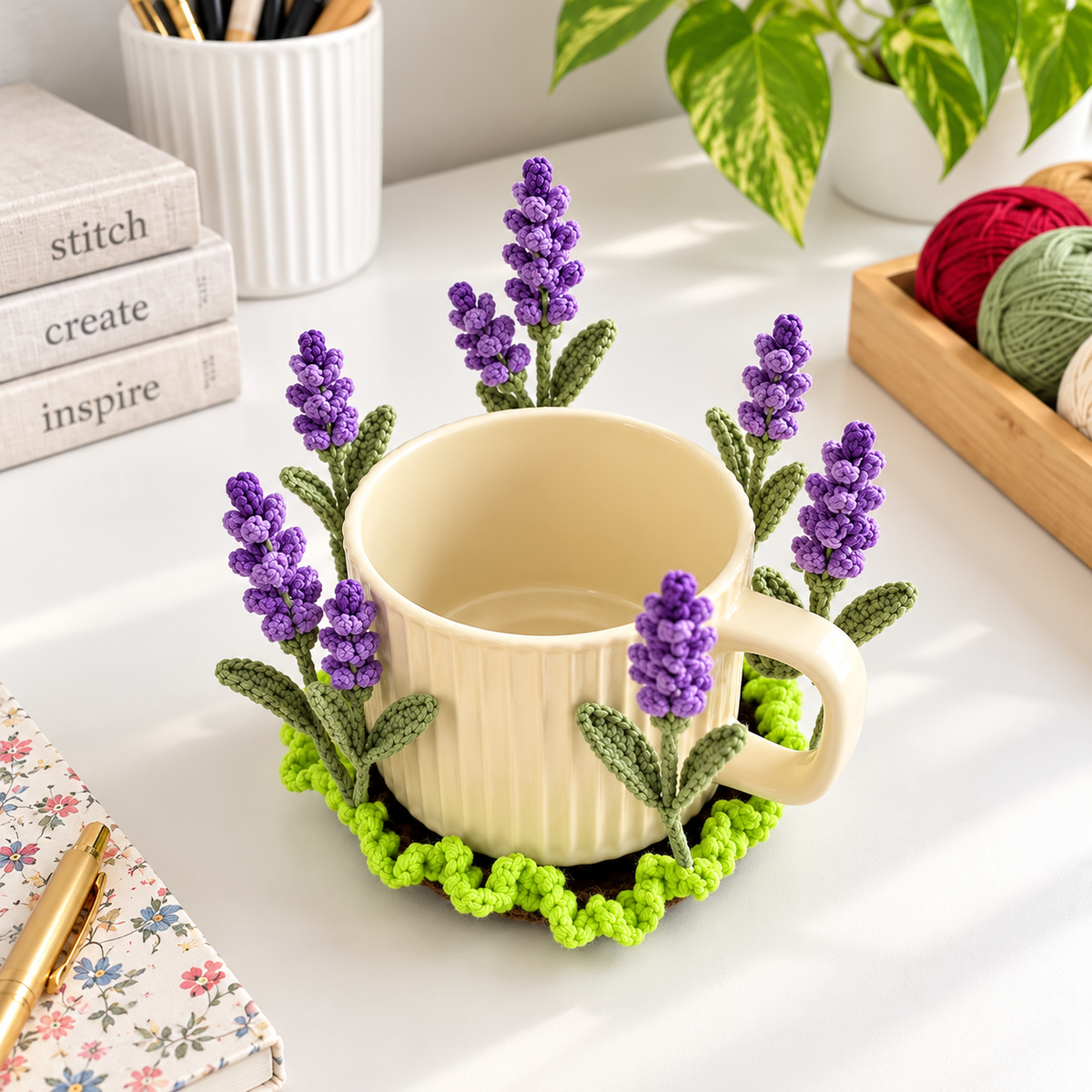 Popping Flower Coasters Crochet Pattern PDF – Sunflower & Rose