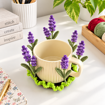 Popping Flower Coasters Crochet Pattern PDF – Sunflower & Rose