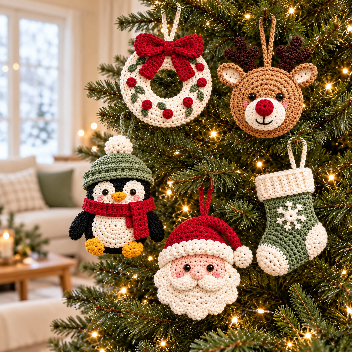 10 Christmas Crochet Ornament Patterns Bundle PDF – Holiday Tree Decor