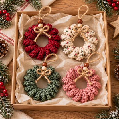 Curly Christmas Wreath Crochet Pattern PDF – Mini Tree Ornament