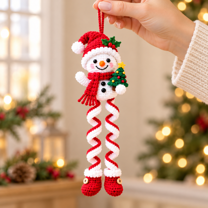 Crochet Snowman Ornament Pattern PDF – Christmas Spiral Leg Decorations
