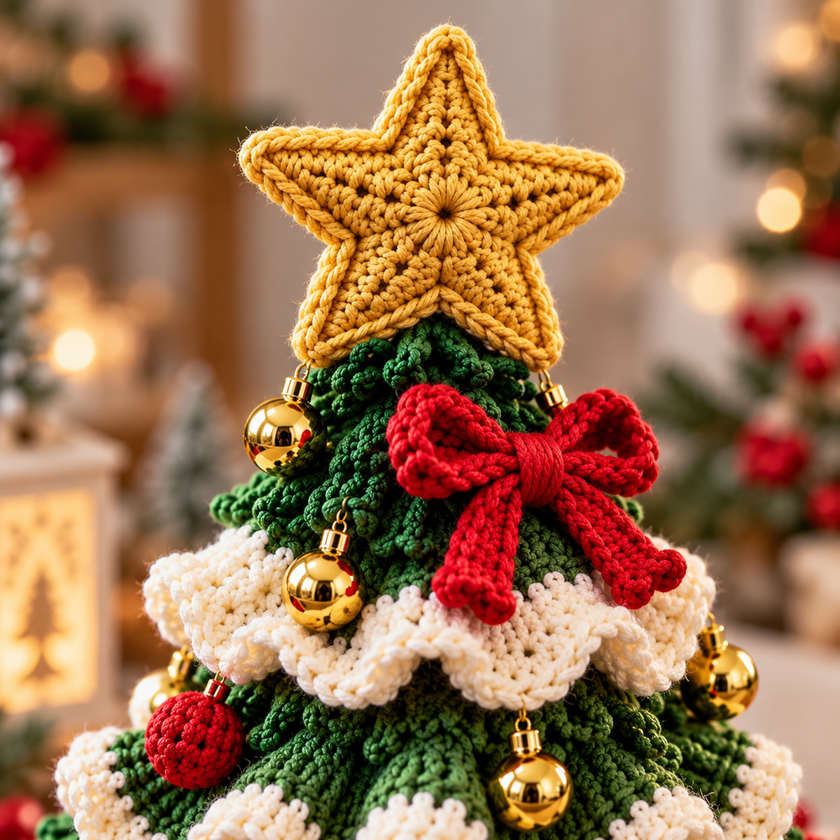 Ruffled Crochet Christmas Tree Pattern PDF – Layered Holiday Table Decor