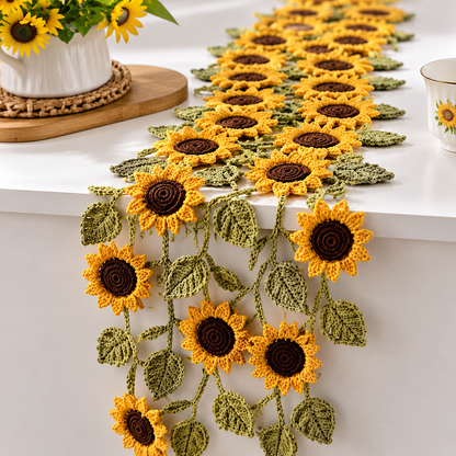 3-in-1 Crochet Table Runner Pattern Bundle PDF – Fall Leaves & Sunflowers