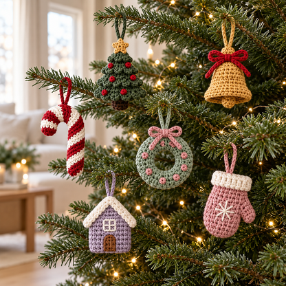 15 Christmas Crochet Ornament Patterns Bundle PDF – Amigurumi Tree Decor