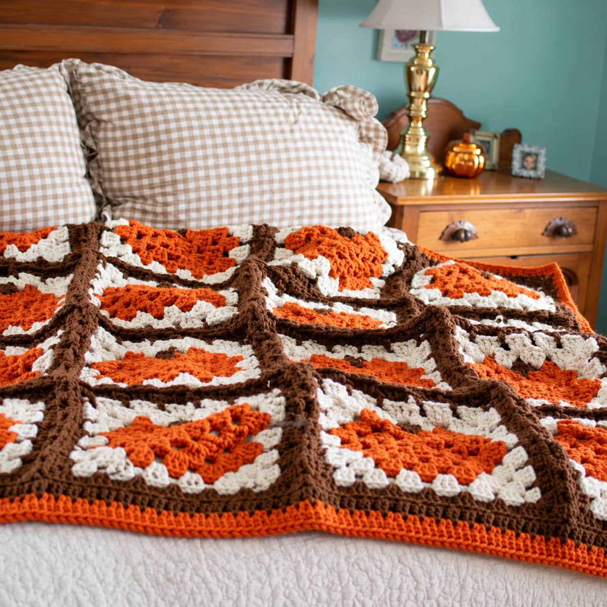 Pumpkin Granny Square Blanket Crochet Pattern PDF – Easy Fall Throw