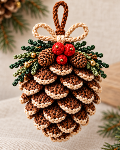 Christmas Botanical Ornament Crochet Pattern Bundle PDF – 4 Designs