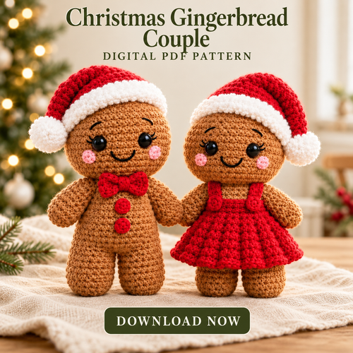 Gingerbread Couple Crochet Pattern PDF – Christmas Amigurumi Dolls