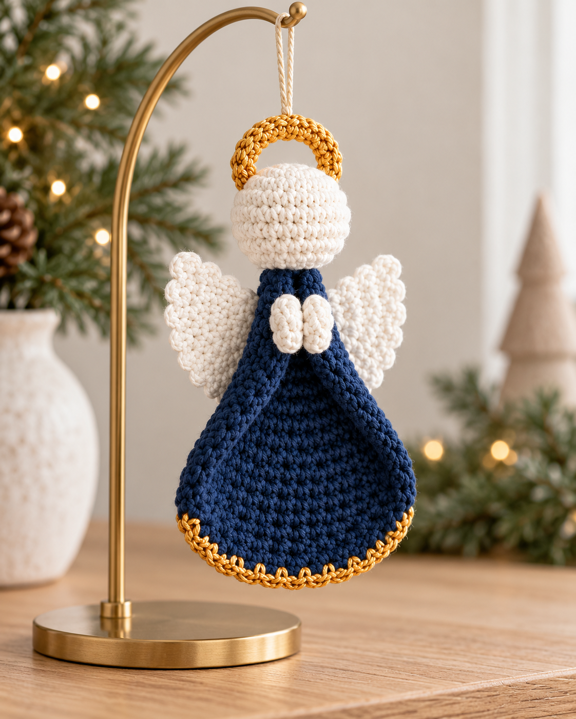 Crochet Christmas Angel Ornament Pattern PDF – Golden Halo Angel