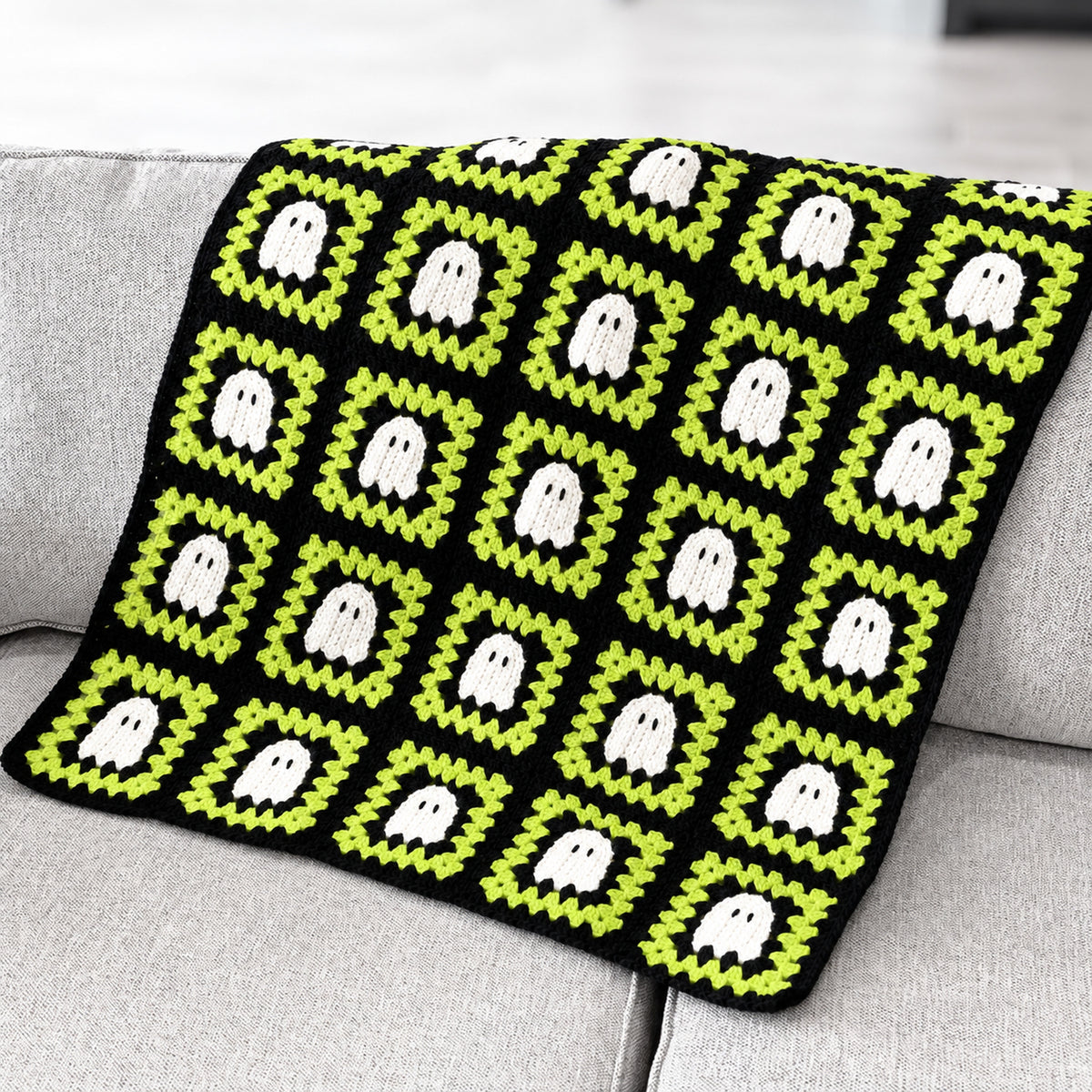 Ghost Granny Square Blanket Crochet Pattern PDF – Halloween Throw