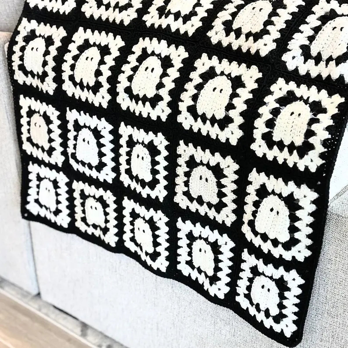 Ghost Granny Square Blanket Crochet Pattern PDF – Halloween Throw