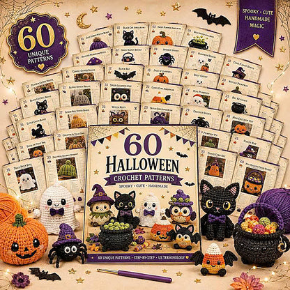 60 Halloween Crochet Patterns Bundle | Spooky Amigurumi PDF Toys,Ghost Pumpkin Mummy Crochet Toys,Amigurumi Halloween Patterns🎃 60+ Halloween Crochet Patterns Bundle 👻-TDS